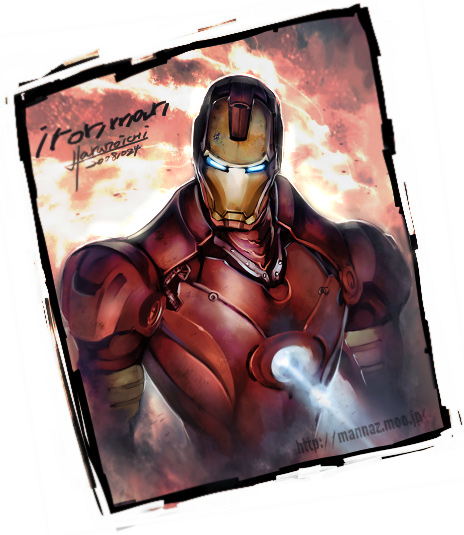 harunoichi, iron man, tony stark, marvel, bad id, bad pixiv id, 1boy, armor, character name, male focus, power armor, solo