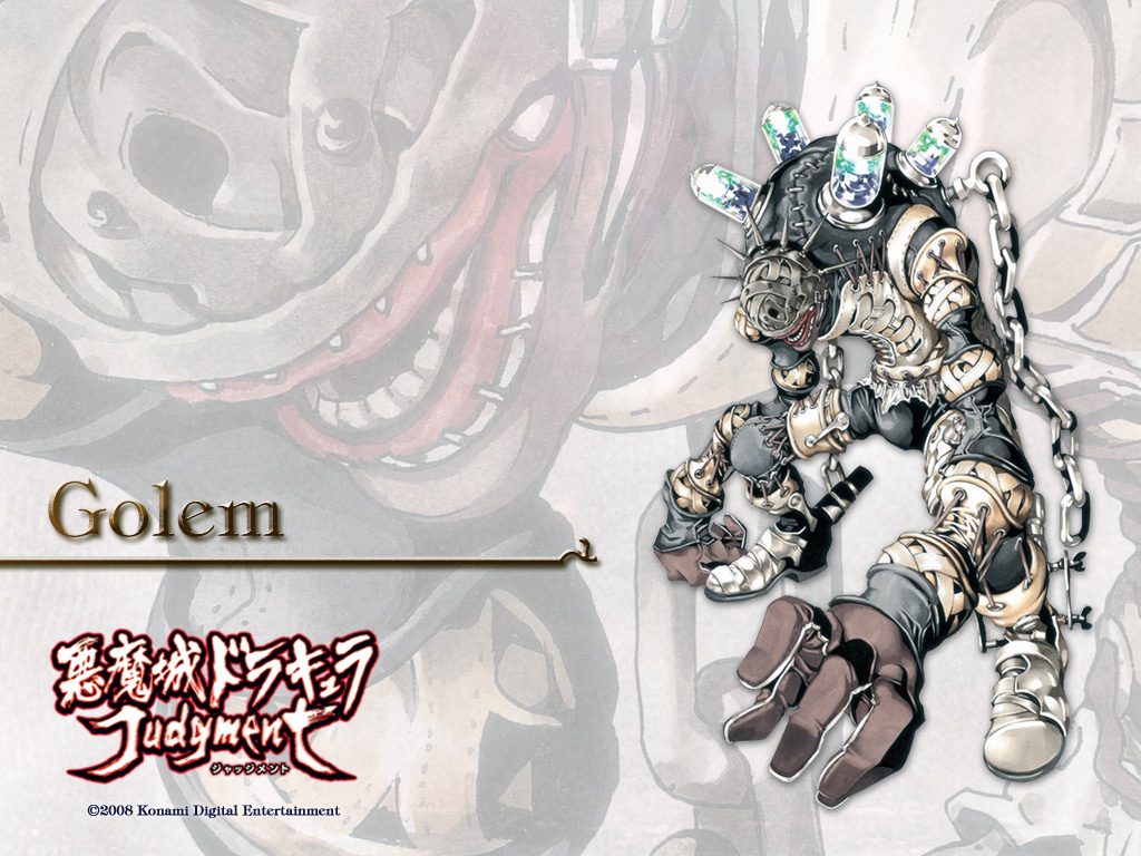obata takeshi, golem (castlevania judgment), castlevania (series), castlevania judgment, official art, official wallpaper, chain, golem