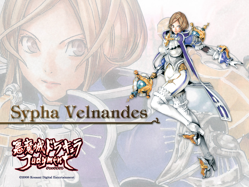 obata takeshi, sypha belnades, castlevania (series), castlevania judgment, official art, official wallpaper, blonde hair, staff