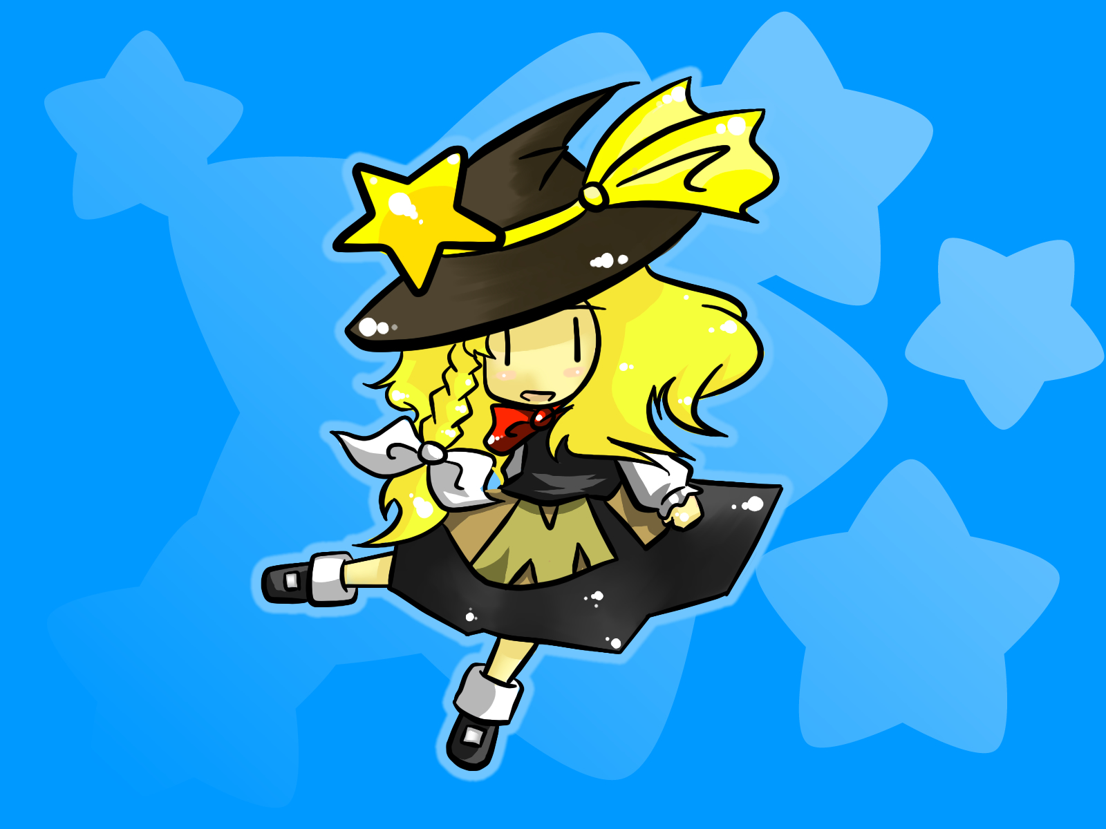 borisx, kirisame marisa, touhou, highres, 1girl, blonde hair, chibi, female focus, full body, hat, solo, star (symbol), witch, witch hat, | |