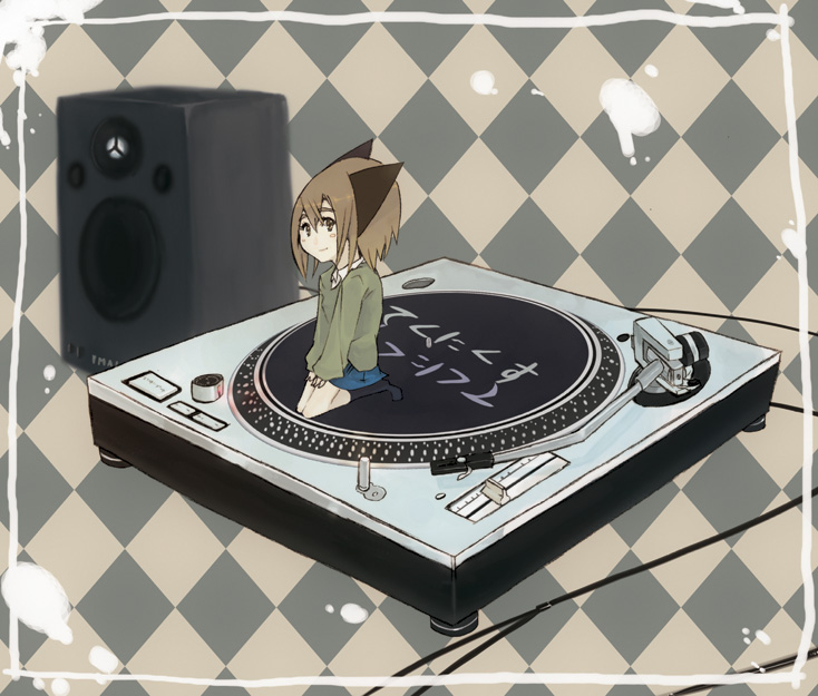 hrd, original, animal ears, cat ears, phonograph, solo, speaker, turntable