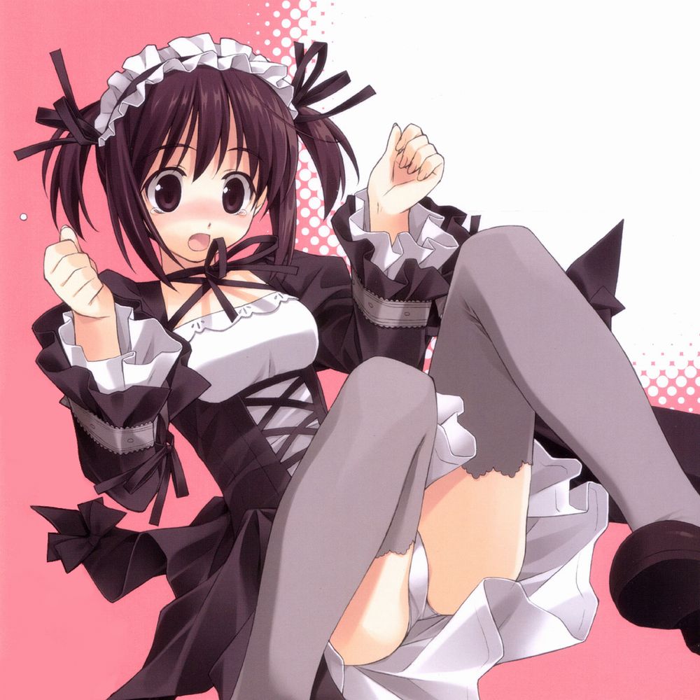 hashimoto takashi, blush, goth fashion, panties, short hair, solo, thighhighs, twintails, underwear