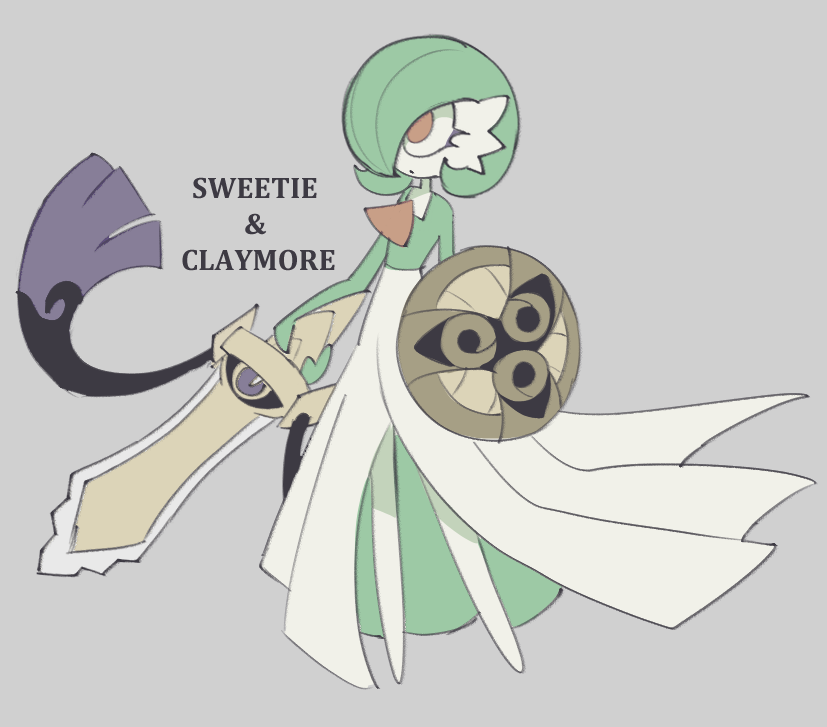shiirafish, aegislash, gardevoir, nintendo, pokemon, tagme, 1girl, 2025, dress, english text, eyeliner, gen 3 pokemon, gen 6 pokemon, grey background, holding, holding shield, holding sword, holding weapon, makeup, no humans, red eyes, shield, sketch, sword, weapon, white dress