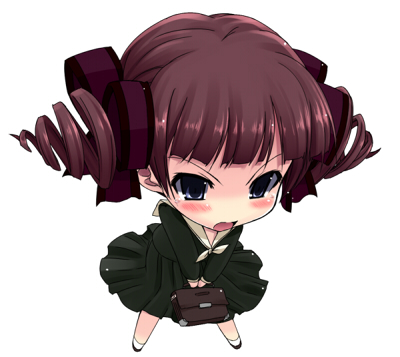 shiwo, matsudaira touko, maria-sama ga miteru, lowres, 00s, bag, chibi, drill hair, hair ribbon, ribbon, simple background, solo, tears, twin drills, white background