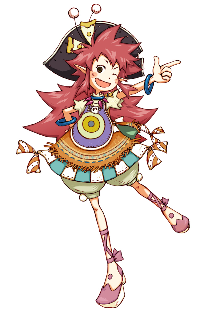 yoshioka kumiko, salsa, salsa (trusty bell), trusty bell, official art, 1girl, child, female focus, hat, one eye closed, solo, wink