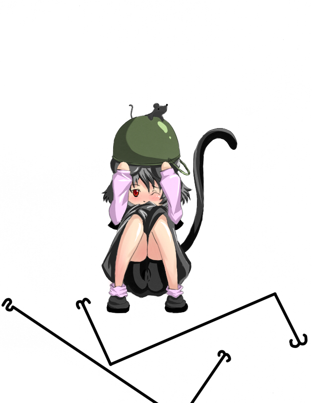 xulhey, nazrin, touhou, bad id, bad pixiv id, 1girl, animal ears, child, female focus, mouse (animal), red eyes, solo, squatting, tail