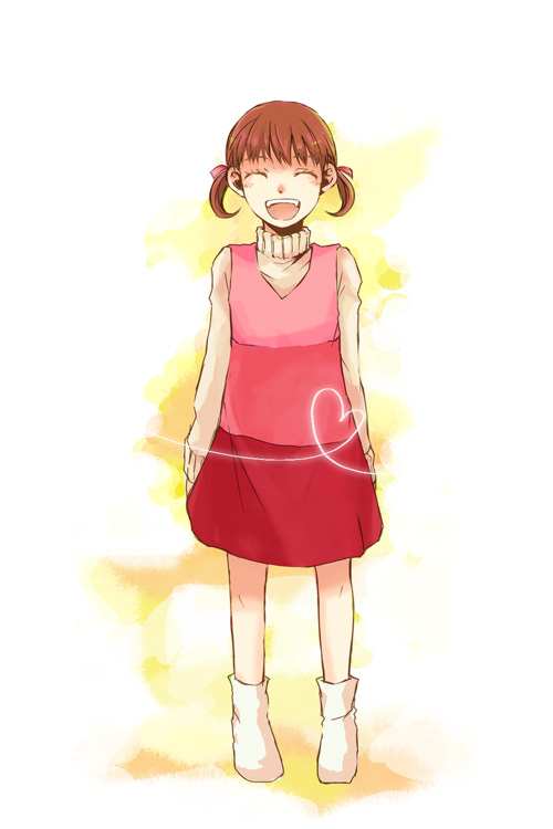 xylit01, doujima nanako, atlus, persona, persona 4, bad id, bad pixiv id, child, closed eyes, happy, heart, smile, solo