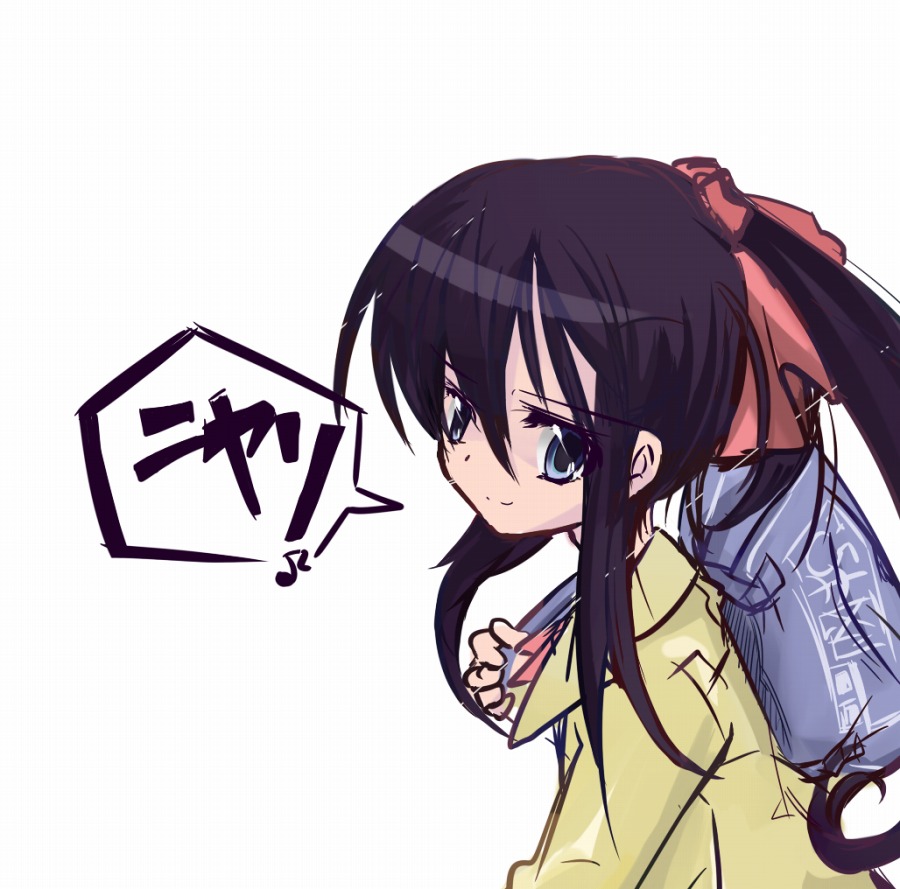 nagirato, nagitaro, hasekura shino, shi-no, bad id, bad pixiv id, 1girl, black hair, blue eyes, female focus, hair ribbon, long hair, ribbon, school uniform, smile, solo