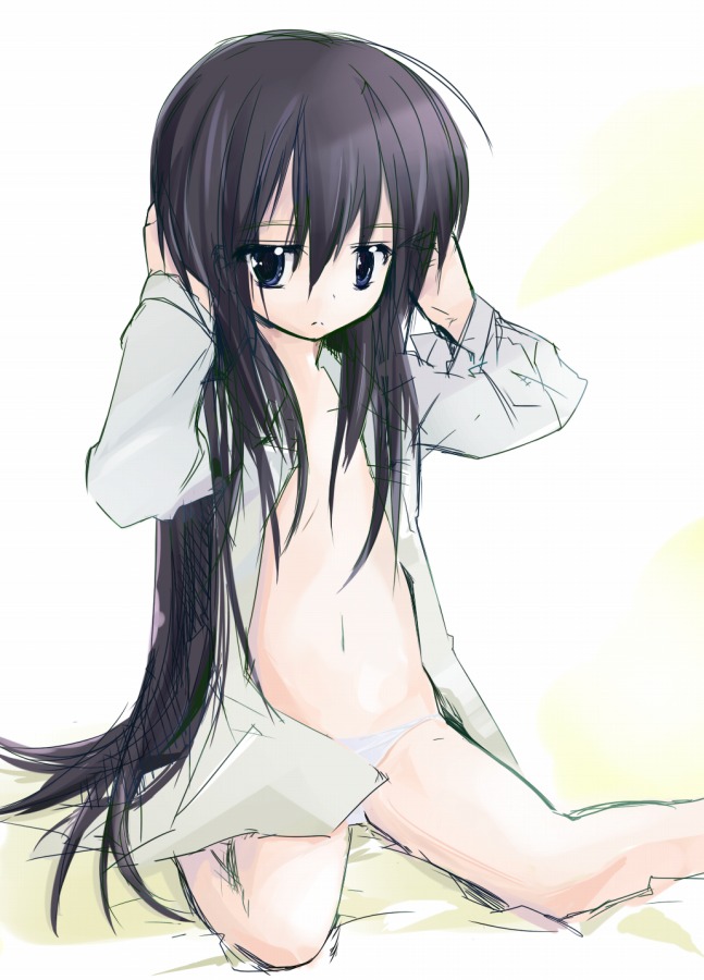nagirato, nagitaro, hasekura shino, shi-no, 1girl, black hair, blue eyes, female focus, long hair, panties, solo, underwear
