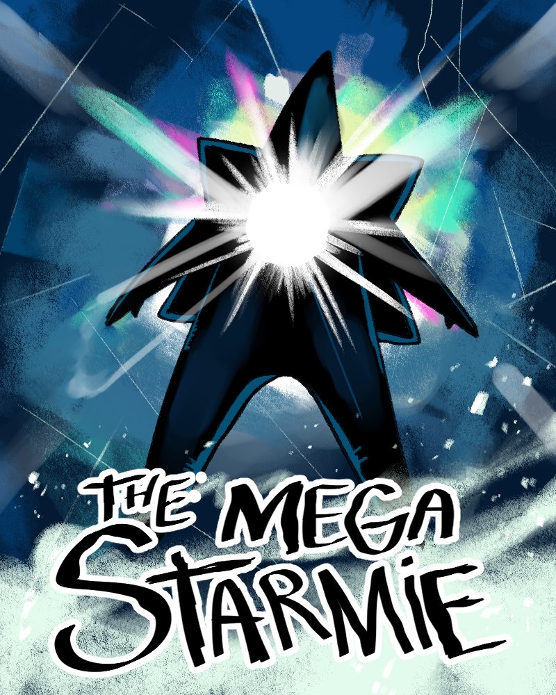 wanderjegson, mega starmie, starmie, nintendo, pokemon, the thing, shining, 1other, creature, creature focus, english text, gen 1 pokemon, long legs, movie poster, movie reference, no humans, parody, pokemon (creature), pokemon focus, poster parody, solo, starfish