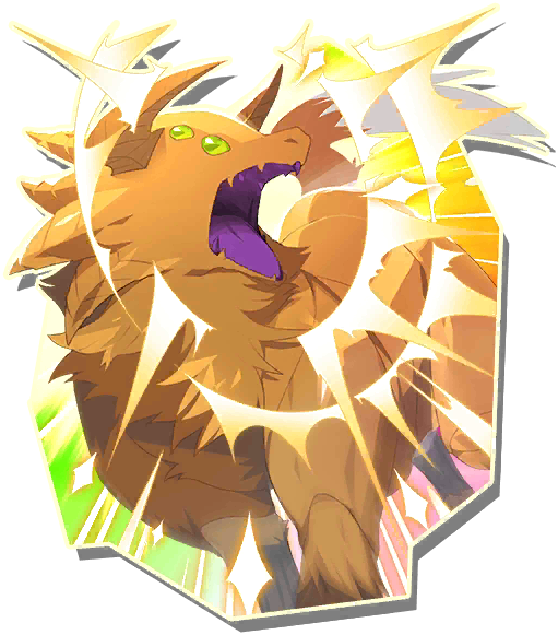 tiger (monster farm), monster farm, monster farm online, official art, brown fur, green eyes, horns, multiple eyes, screaming, wolf