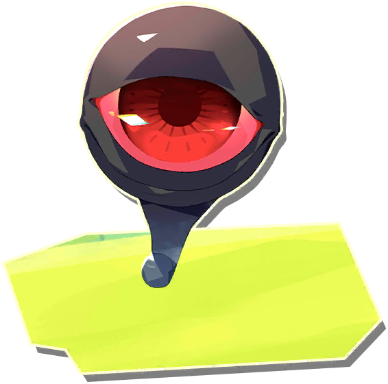 suezo, monster farm, monster farm online, official art, colored sclera, cyclops, monopod, monster, one-eyed, red eye (monster farm), red eyes, red sclera, smile