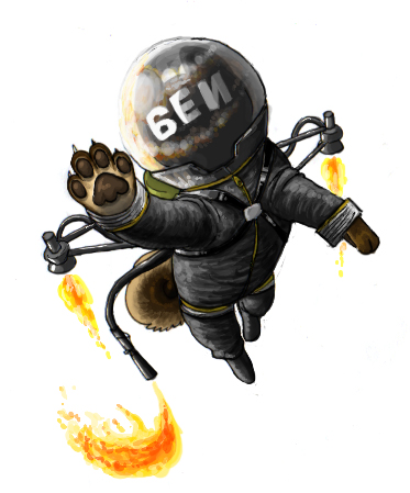 the fury, konami, metal gear (series), metal gear solid, metal gear solid 3: snake eater, lowres, 1boy, dog, flamethrower, flammenwerfer 41, full body, helmet, jetpack, male focus, solo, tail, weapon, white background