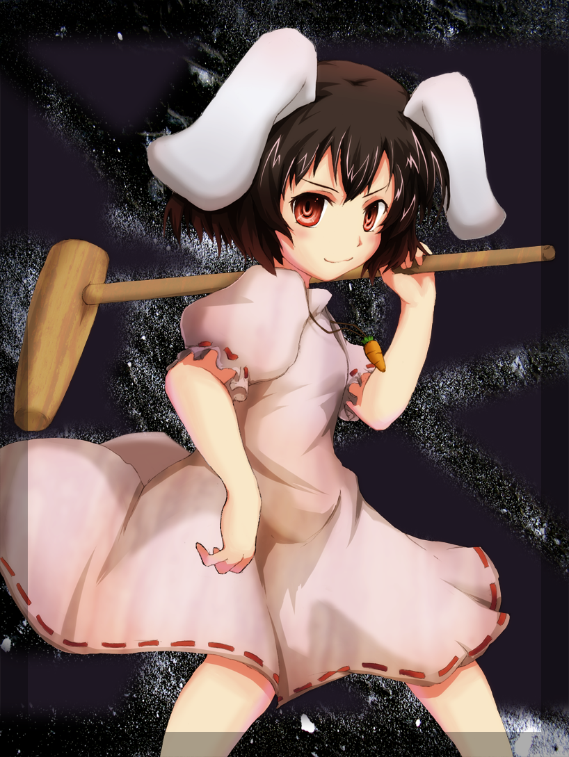 crost, inaba tewi, touhou, bad id, bad pixiv id, 1girl, animal ears, child, female focus, kine, mallet, solo