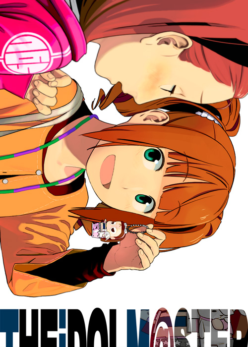 yoshitaka, minase iori, takatsuki yayoi, idolmaster, idolmaster (classic), idolmaster 1, 00s, orange hair, sideways, twintails