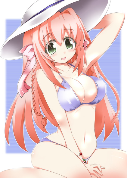 shirogane (platinum), suzumiya haruka, kimi ga nozomu eien, 00s, bikini, hat, solo, swimsuit