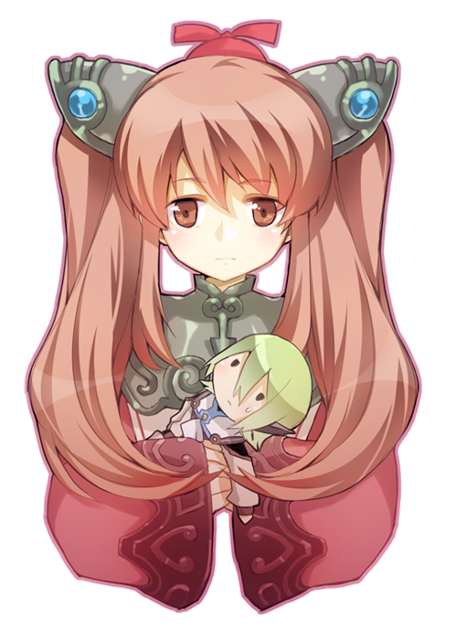 mimura aki, faize scheifa beleth, lymle lemuri phi, star ocean, star ocean: the last hope, 1girl, brown eyes, brown hair, character doll, doll, female focus, solo, stuffed toy, twintails