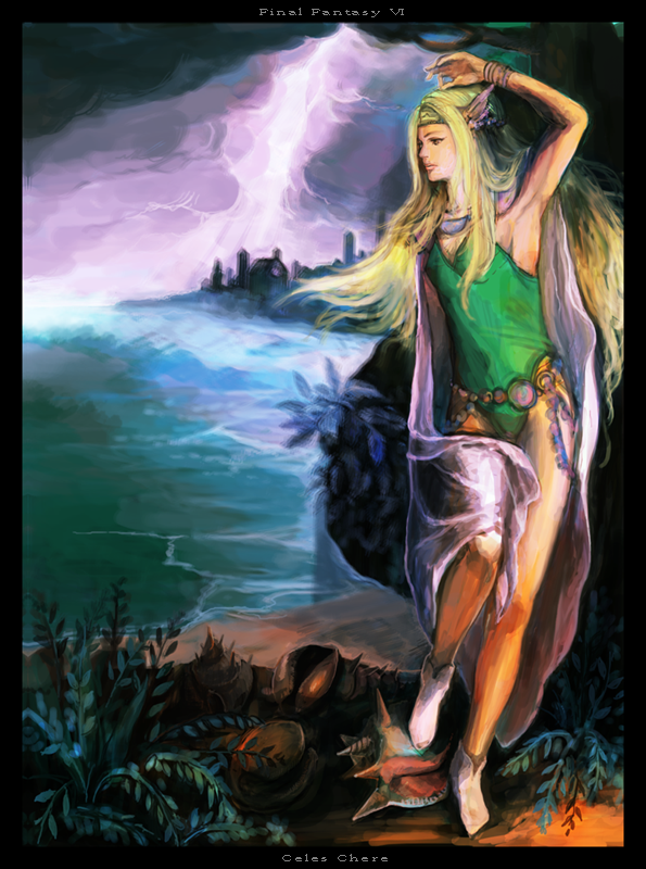 ietaro, yin (pixiv122146), celes chere, final fantasy, final fantasy vi, bad id, bad pixiv id, 1990s (style), 1girl, blonde hair, cape, female focus, leotard, long hair, retro artstyle, solo