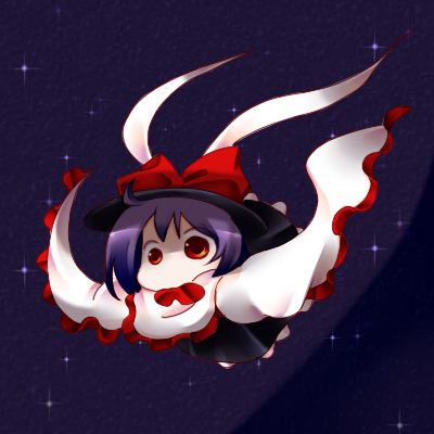 aoi mitsuru, nagae iku, touhou, lowres, 1girl, chibi, female focus, hat, purple hair, red eyes, scarf, shawl, short hair, solo