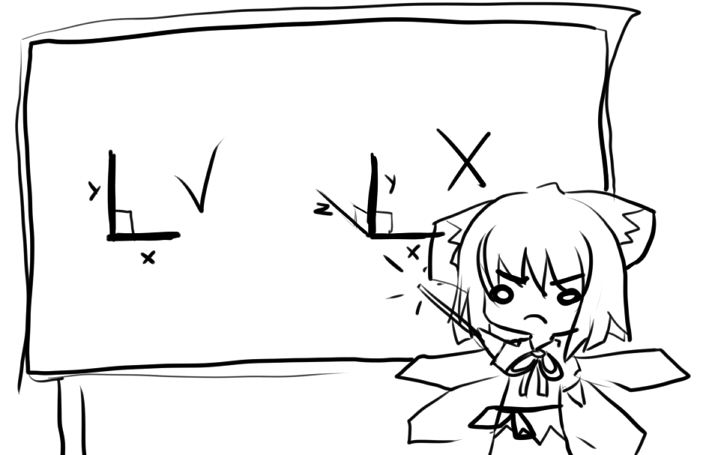 cirno, touhou, 1girl, 3d, angry, chalkboard, chibi, diagram, female focus, frown, greyscale, math, monochrome, o o, science, sketch, solo, truth, wings, xyz axis