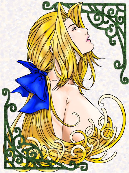 hybrid cat, helena douglas, dead or alive, tecmo, blue eyes, bow, hair bow, lipstick, long hair, makeup, nude, ponytail
