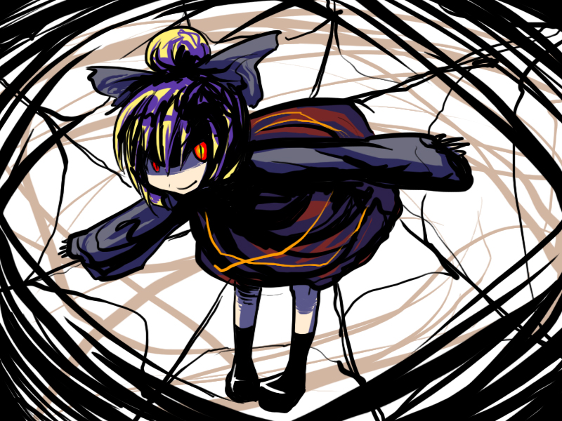 hakika, kurodani yamame, touhou, bad id, bad pixiv id, 1girl, female focus, glowing, glowing eyes, silk, solo, spider web