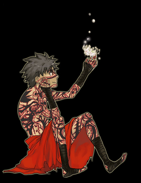 angra mainyu (fate), fate/hollow ataraxia, fate/stay night, fate (series), 00s, male focus, tattoo