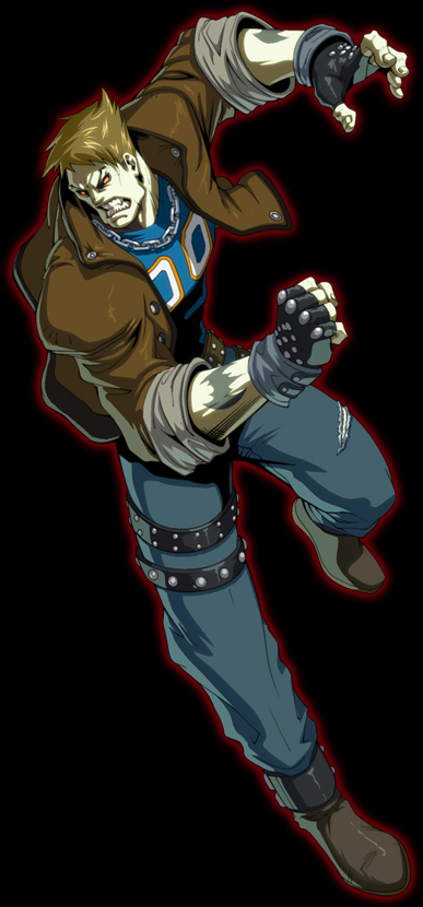 cain solomon, kongai, 1boy, american football, bat (animal), bat wings, brown hair, chain, cuts, fingerless gloves, gloves, injury, jacket, jersey, male focus, muscular, orange eyes, solo, sportswear, tattoo, wings