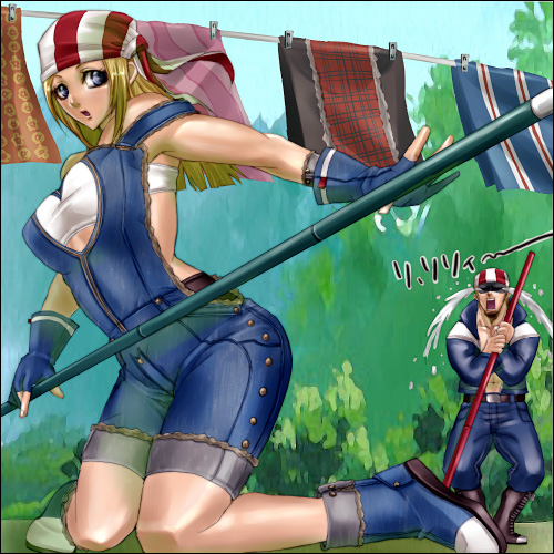 billy kane, lilly kane, kof: maximum impact, snk, the king of fighters, lowres, 1boy, 1girl, brother and sister, siblings
