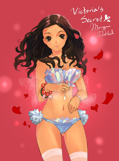 cuteg, morgane dubled, original, real life, 1girl, animification, bikini, brown eyes, brown hair, cameltoe, female focus, heart, jewelry, lingerie, long hair, necklace, panties, solo, swimsuit, thighhighs, underwear, underwear only