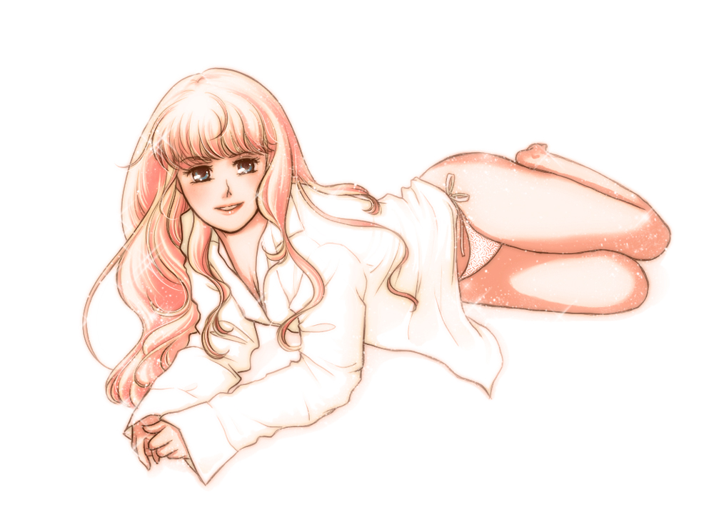 matsurica, sheryl nome, macross, macross frontier, 00s, barefoot, blonde hair, panties, side-tie panties, solo, underwear