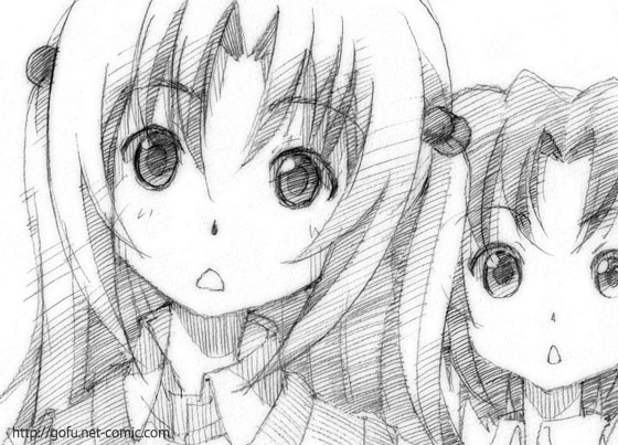 gofu, uchida yuka, yoshino (minami-ke), minami-ke, traditional media, 00s, greyscale, monochrome, sketch