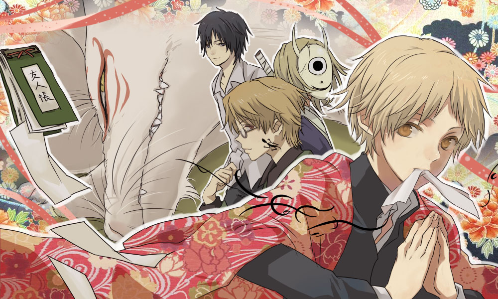 rwk, hiiragi (natsume), madara (natsume yuujinchou), natori shuichi, natsume takashi, nyanko-sensei, tanuma kaname, natsume yuujinchou, bad id, bad pixiv id, 00s, 4boys, glasses, male focus, mask, multiple boys, school uniform