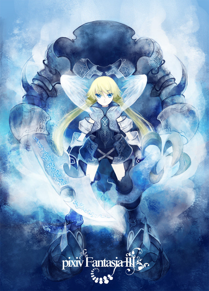 kaedena akino, miyabi akino, pixiv fantasia, pixiv fantasia 3, bad id, bad pixiv id, 1girl, blonde hair, blue eyes, female focus, gigandal federation, solo