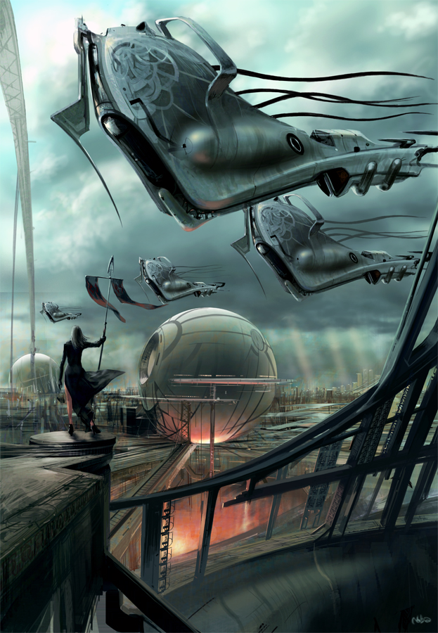 noba, original, mechanical, tagme, aircraft, cityscape, scenery, science fiction, solo