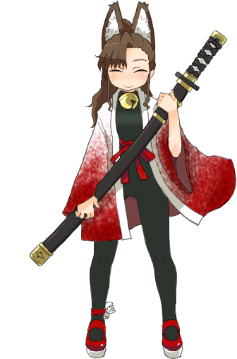 noyagi, yadonashi, yagi (artist), july (coyote ragtime show), samurai (7th dragon), 7th dragon, 7th dragon (series), coyote ragtime show, bad id, bad pixiv id, 1girl, animal ears, anklet, cosplay, female focus, jewelry, july, legs, solo