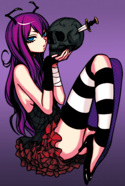 igarashi ran (igatz), igatz, original, tagme, 1girl, female focus, solo, striped clothes, striped thighhighs, thighhighs