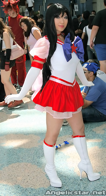 yaya han, hino rei, sailor mars, bishoujo senshi sailor moon, photo (medium), angelicstar, black hair, boots, cosplay, gloves, high heels, long hair, miniskirt, photo shoot, shoes, skirt, tiara, white gloves