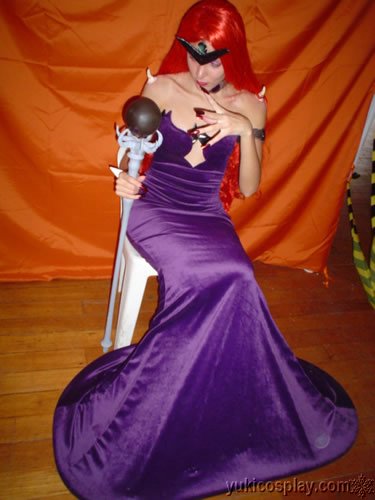 queen beryl, bishoujo senshi sailor moon, lowres, photo (medium), cosplay, curly hair, dress, fingernails, long dress, long fingernails, long hair, red hair
