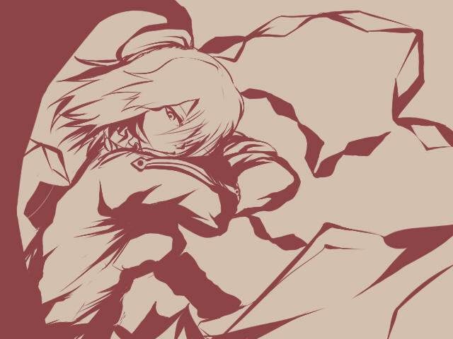 mnk, yasaka kanako, touhou, 1girl, female focus, monochrome, pink background, red theme, solo