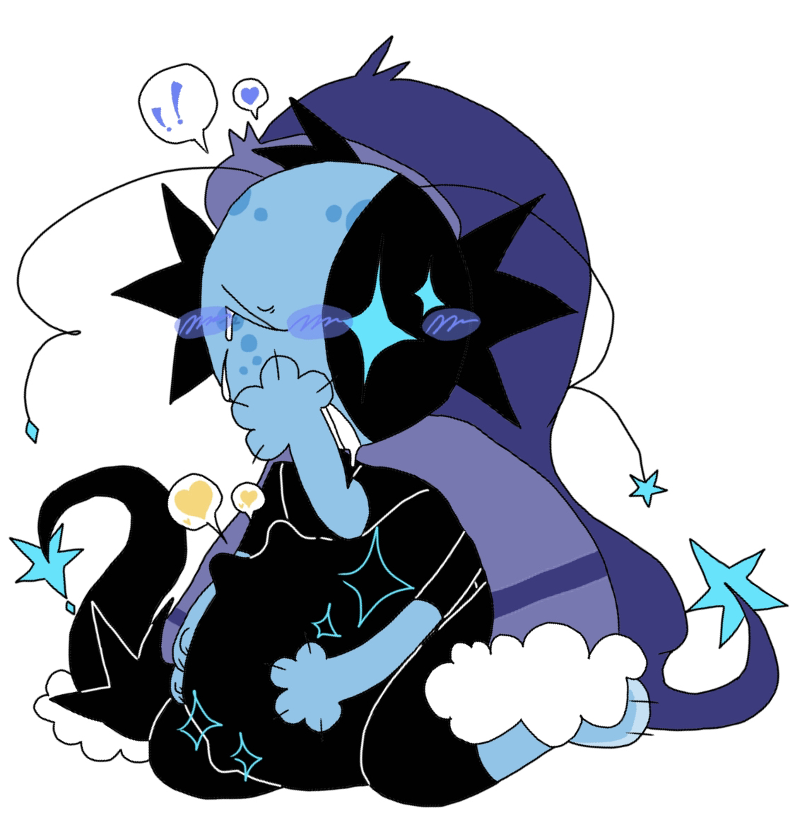 dandy's world, roblox, non-web source, !, astro (dandy's world), bad anatomy, bad hands, blush, drooling, mouth drool, tail, vore