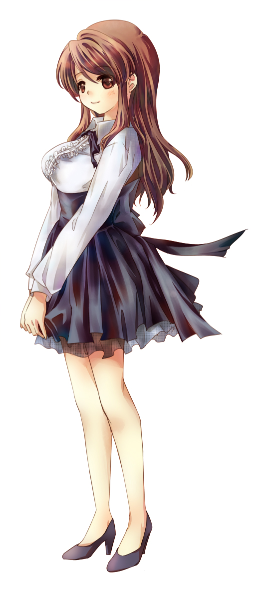 tachiuo (arines), asahina mikuru, suzumiya haruhi no yuuutsu, highres, 00s, brown eyes, brown hair, dress, frills, long hair, solo, waitress