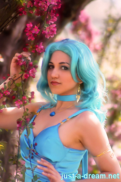 kaiou michiru, bishoujo senshi sailor moon, photo (medium), blue hair, cosplay, curly hair, long hair