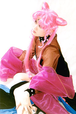 black lady (sailor moon), chibi usa, wicked lady, bishoujo senshi sailor moon, bishoujo senshi sailor moon r, lowres, photo (medium), asian, cosplay, double bun, hair bun, long hair, pink hair