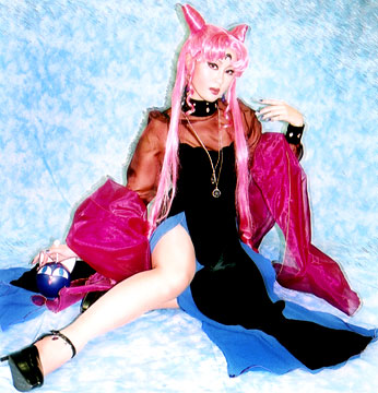black lady (sailor moon), chibi usa, wicked lady, bishoujo senshi sailor moon, bishoujo senshi sailor moon r, lowres, photo (medium), asian, cosplay, double bun, hair bun, high heels, long hair, shoes