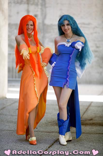 noelle, mermaid melody pichi pichi pitch, photo (medium), blue hair, boots, cosplay, deep blue pearl voice, dress, long dress, long hair, red hair