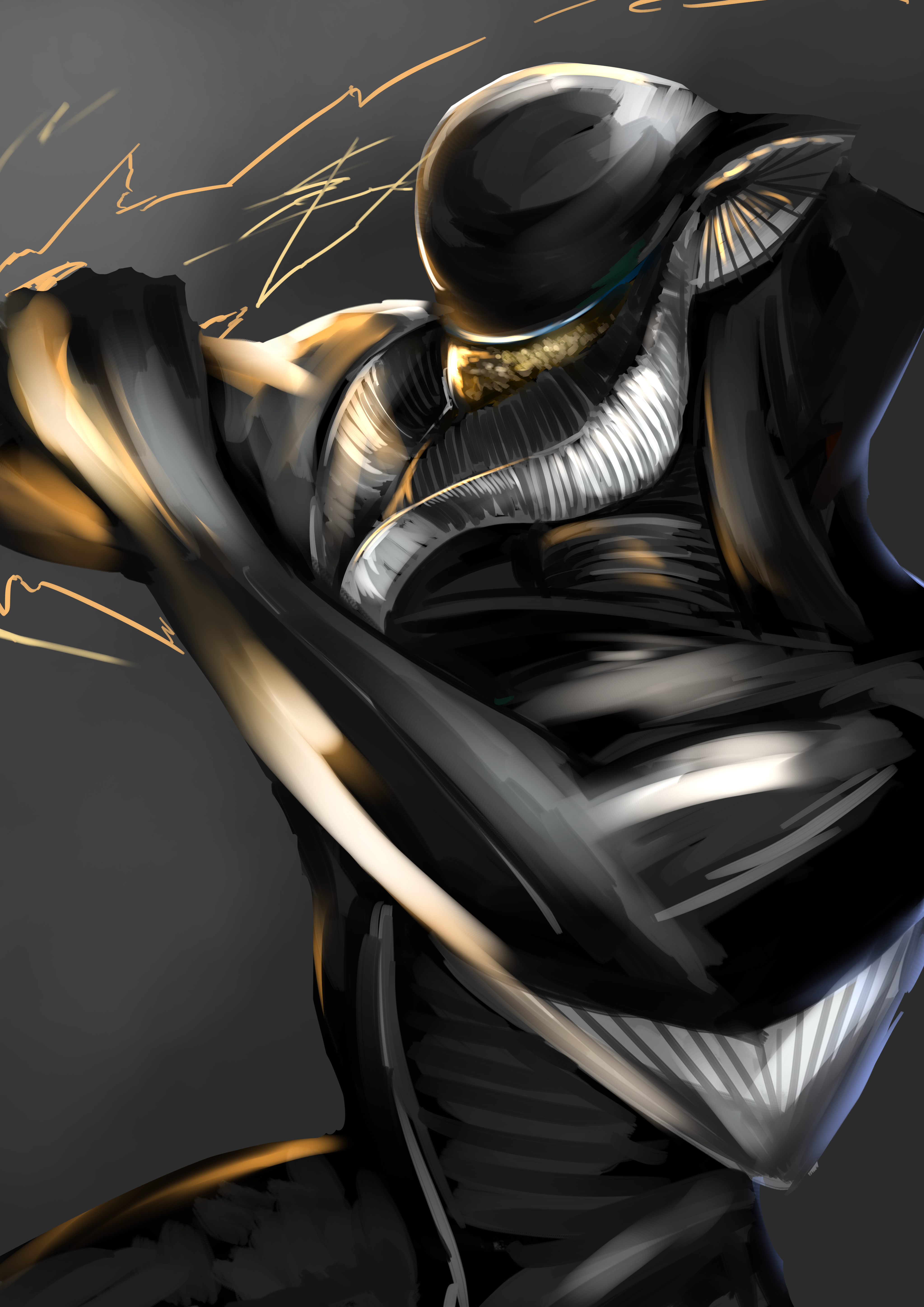 kintsuba (kintsuba 08), mephilas seijin, shin ultraman, tokusatsu, ultra series, absurdres, highres, 1boy, alien, blue eyes, colored skin, looking at viewer, male focus, science fiction, simple background, solo, villain pose
