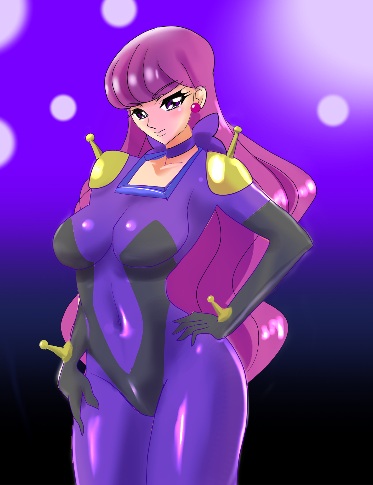 kotozume yukari, rain mikamura, g gundam, gundam, kirakira precure a la mode, precure, commission, highres, bodysuit, cosplay, flaflaflash, impossible bodysuit, impossible clothes, impossible leotard, leotard, mecha pilot suit, mobile trace suit, rain mikamura (cosplay), skin tight