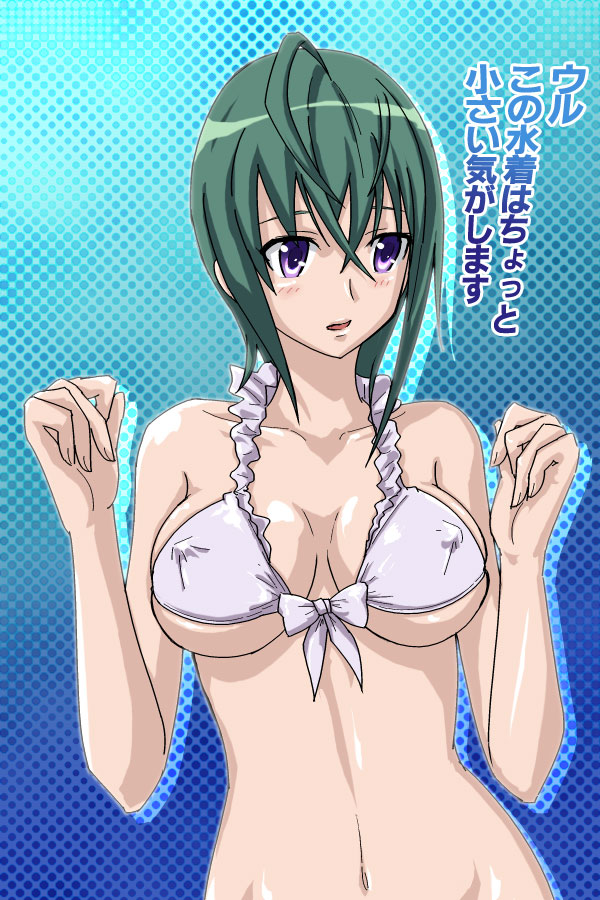 sakebuotoko, kannagi itsuki, sora wo kakeru shoujo, bad id, bad pixiv id, 00s, 1girl, bikini, breasts, covered erect nipples, female focus, large breasts, solo, swimsuit, underboob, white bikini