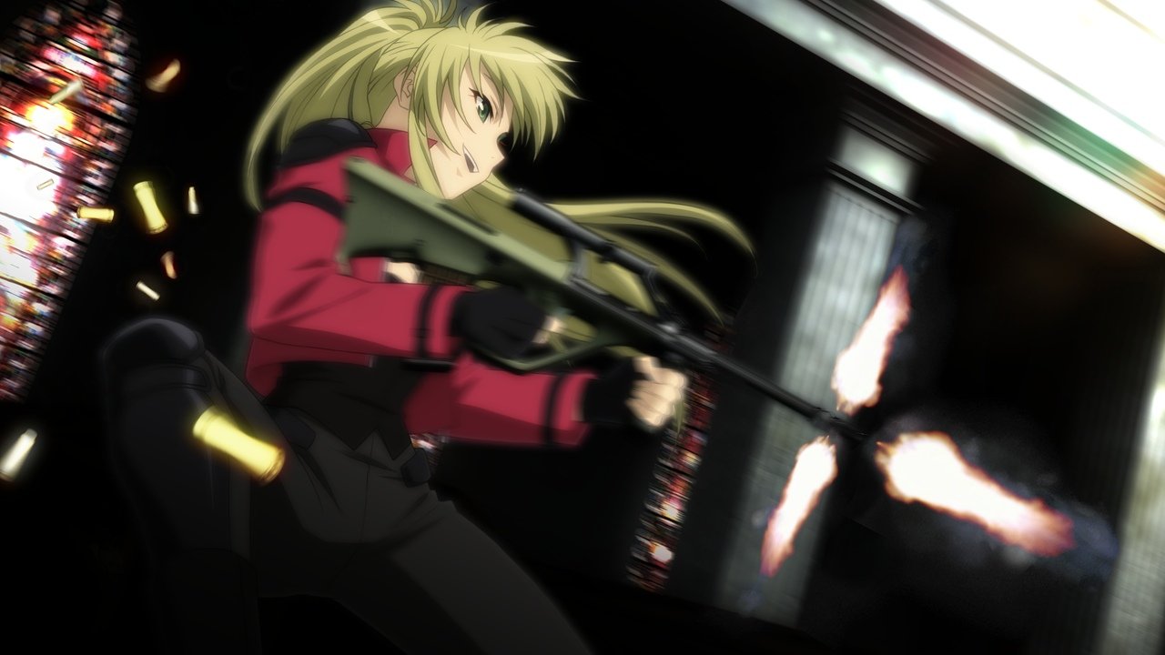 cal devens, phantom of inferno, requiem for the phantom, artist request, official art, 1girl, blonde hair, ponytail